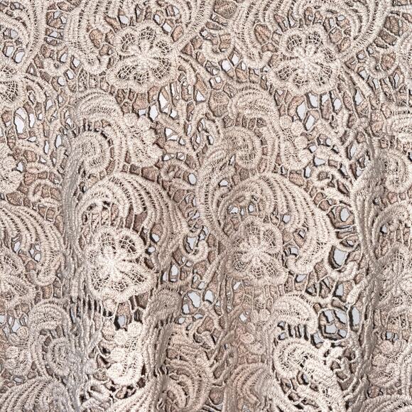 Say What? Nude Tan Floral Lace Sheer Crop Top 100% Cotton S Overlay Layering - Picture 4 of 4